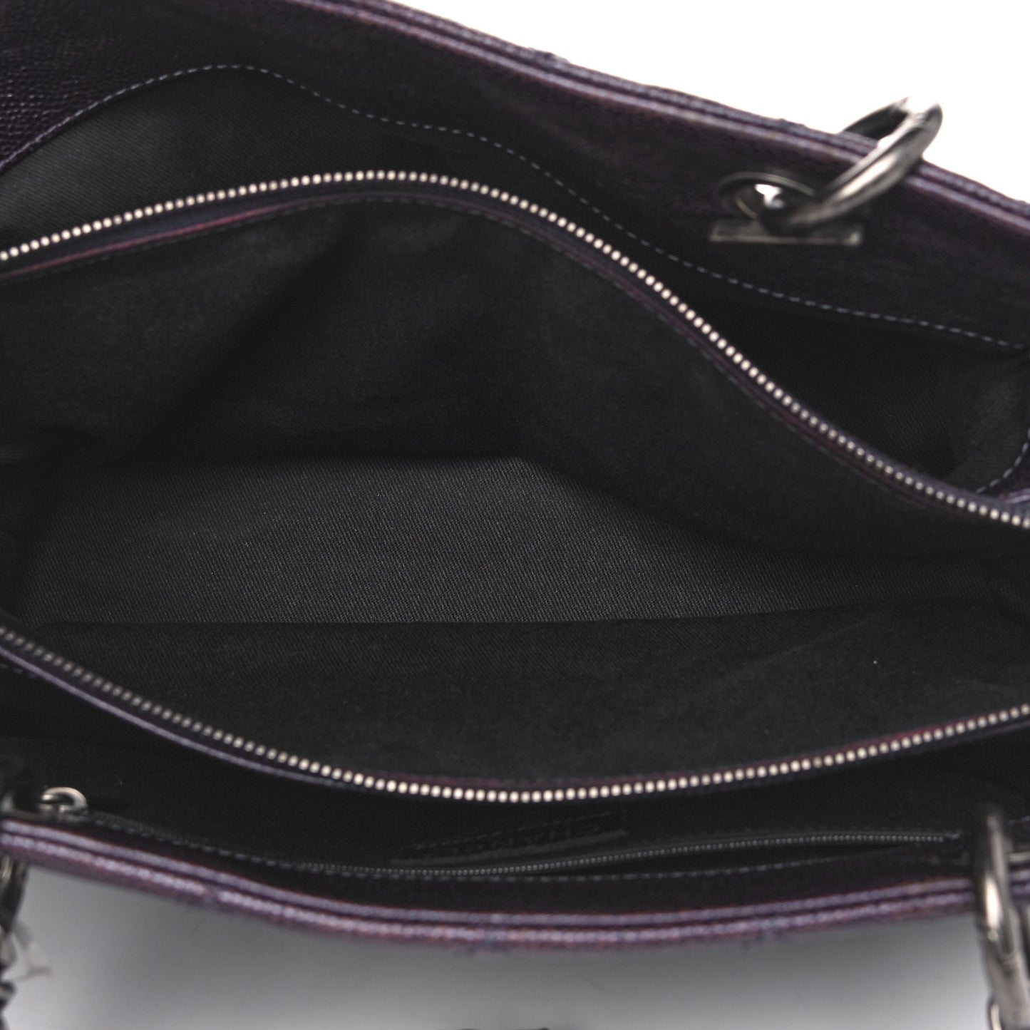 Iridescent Caviar Quilted Chic Shopping Tote Purple