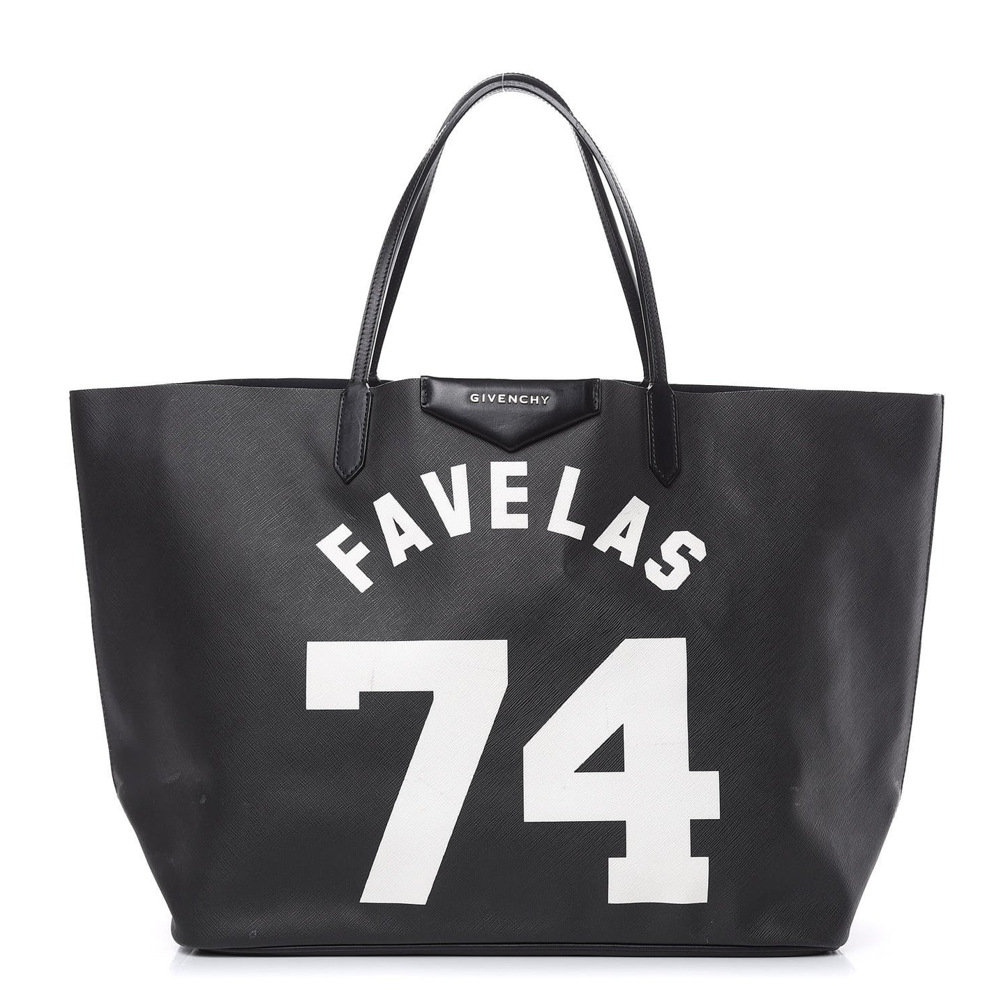 Textured Coated Canvas Favelas Large Antigona Tote Black
