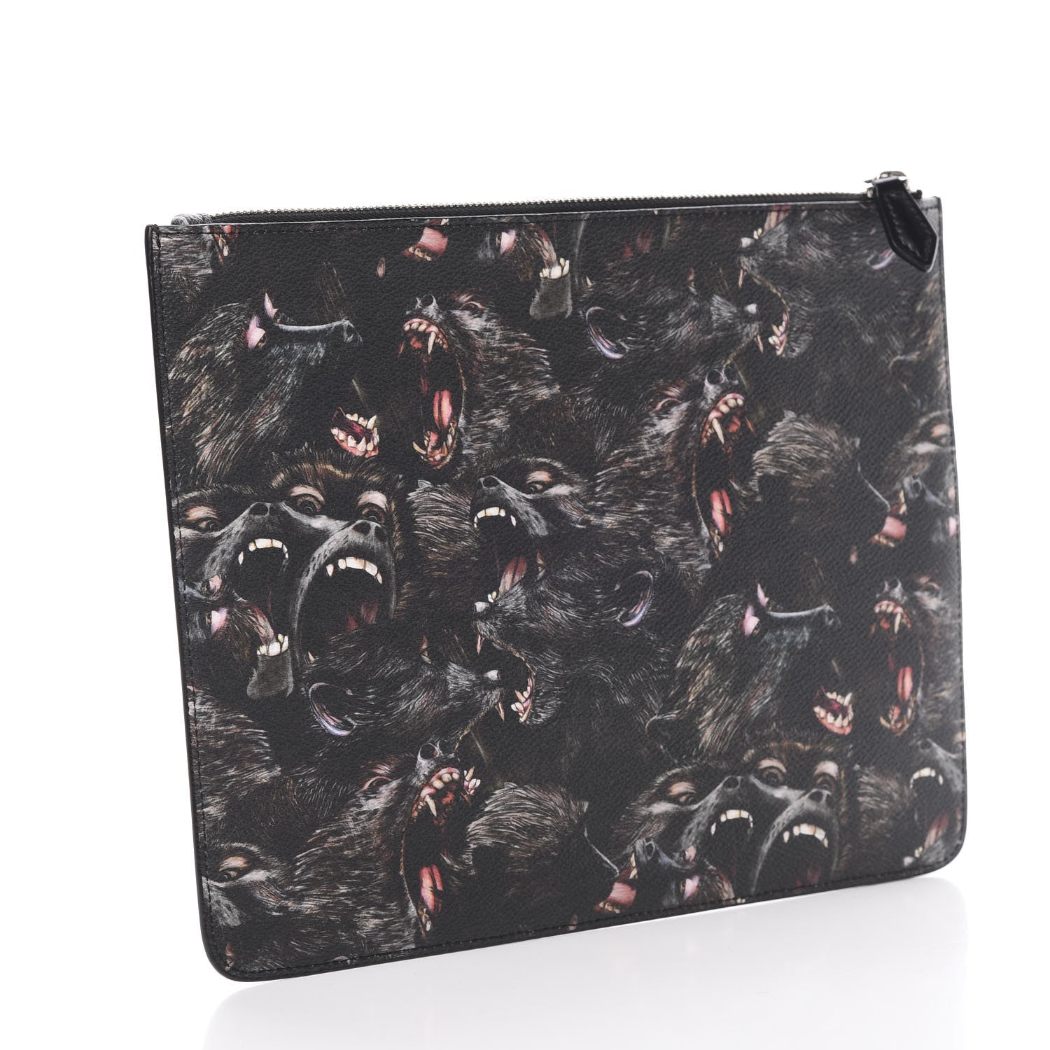 Givenchy Coated Canvas All Over Monkey Brother Print Large Zip Pouch Black 3 of 7