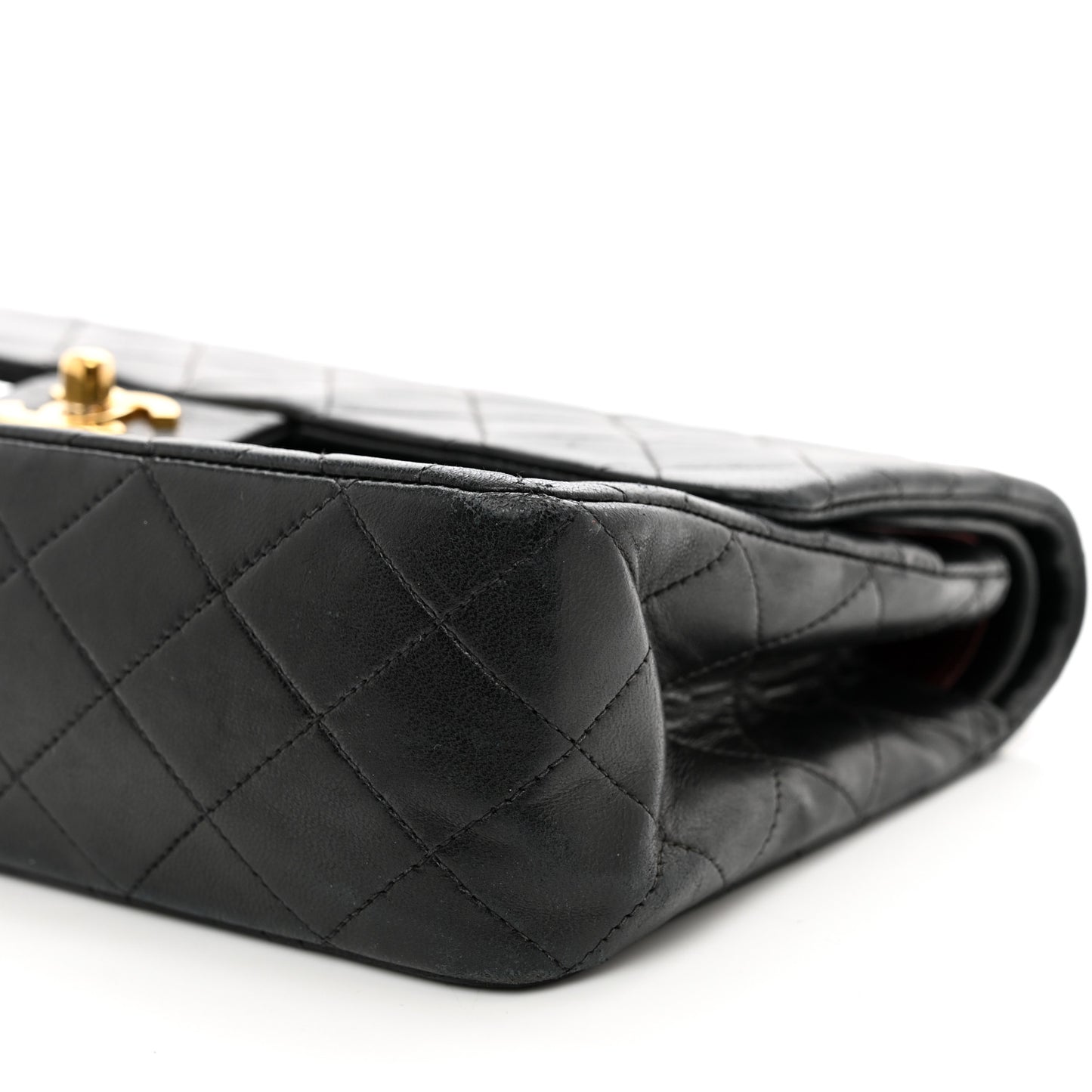Lambskin Quilted Medium Double Flap Black