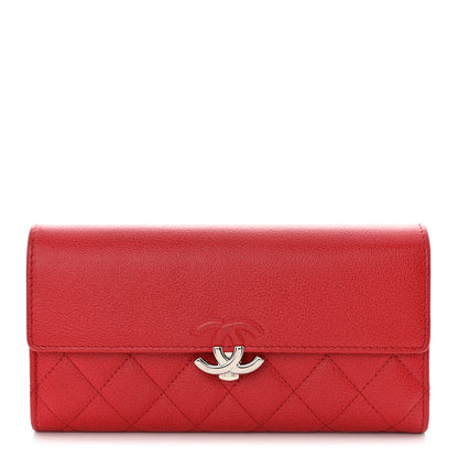 Chanel Grained Calfskin Quilted CC Box Flap Wallet Red 1 of 13