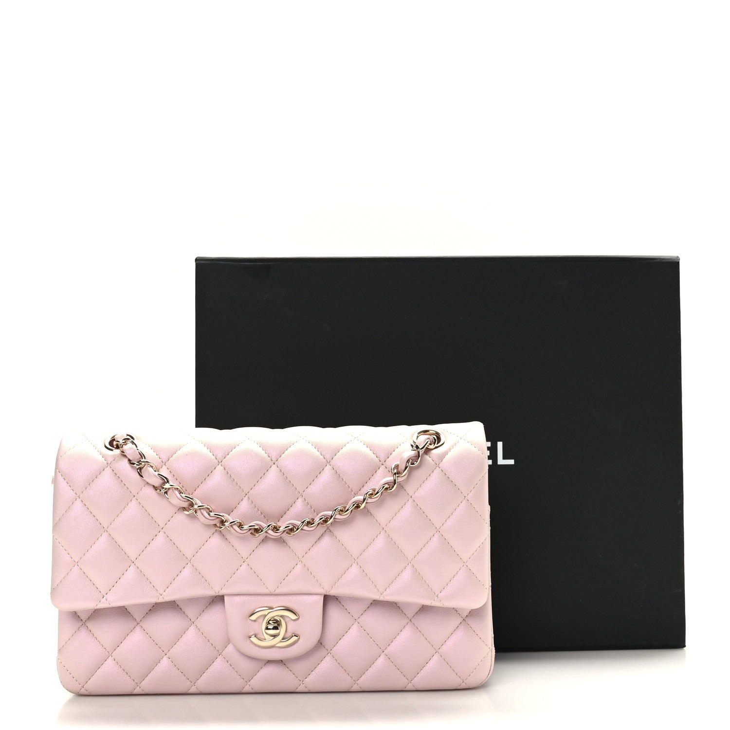 Chanel Iridescent Calfskin Quilted Medium Double Flap Light Pink 10 of 10