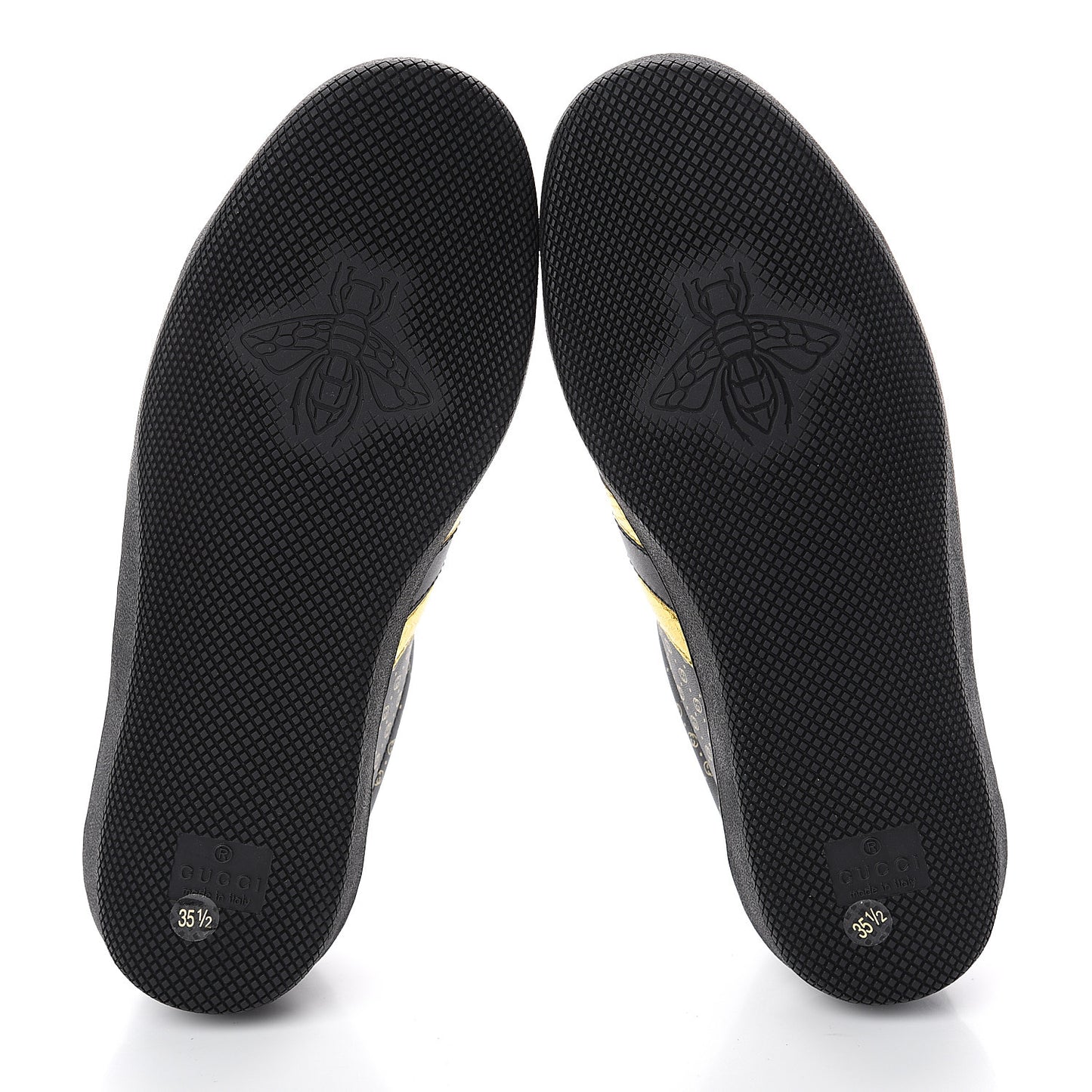 X DAPPER DAN Calfskin Laminated Ayers GG Micro Monogram Womens G74 Sneakers 35.5 Black Gold