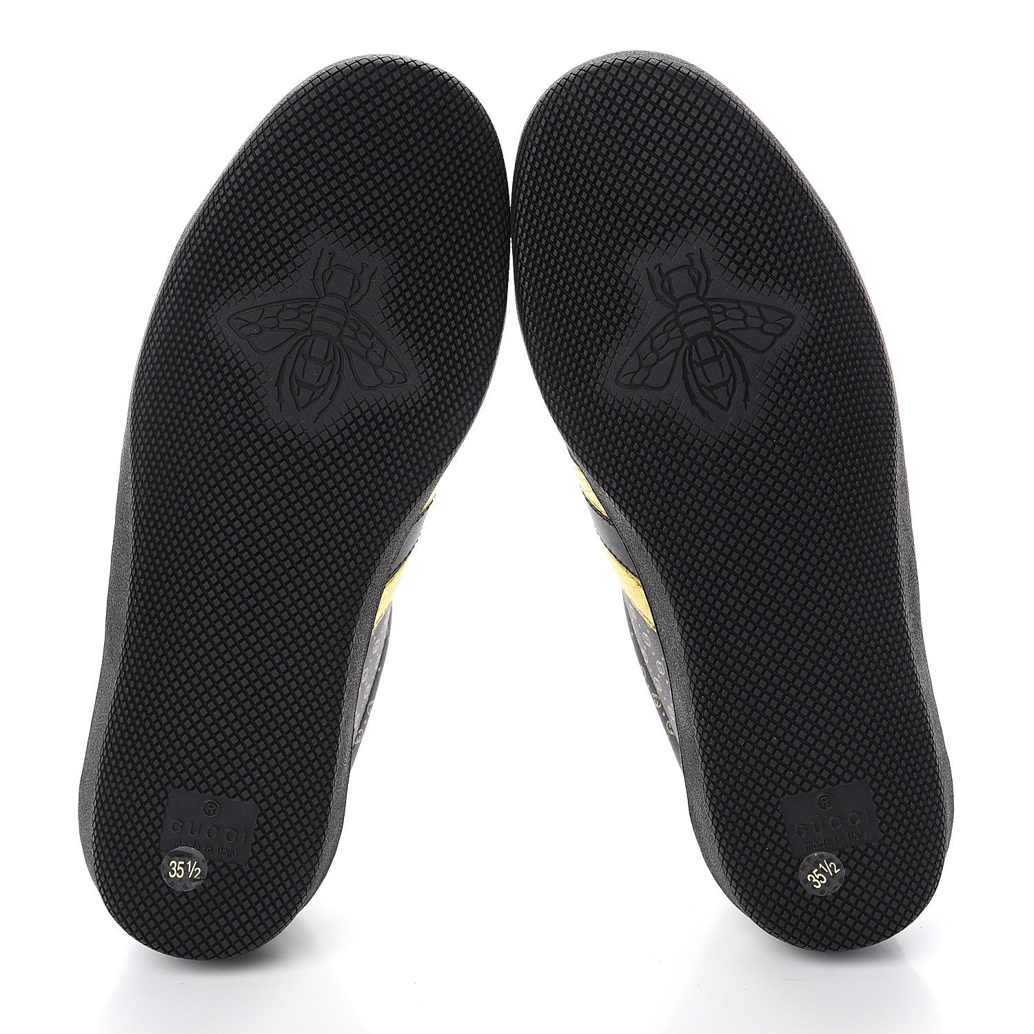 Gucci X DAPPER DAN Calfskin Laminated Ayers GG Micro Monogram Womens G74 Sneakers 35.5 Black Gold 5 of 7
