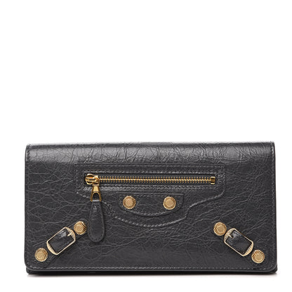 Balenciaga Agneau Giant 12 Gold Hardware Money Wallet Gris Fossile 1 of 7