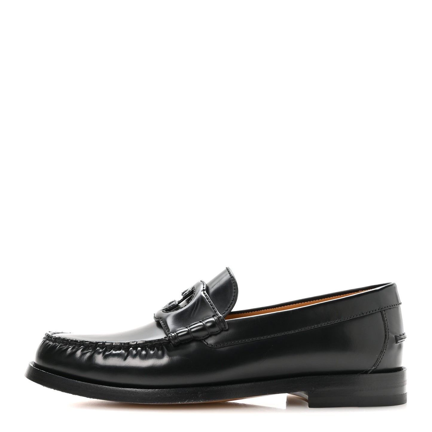 Calfskin Mens Interlocking G Millennial Ribot Loafers 8 Black