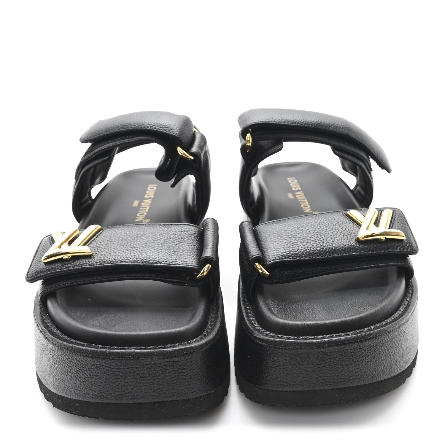 Louis Vuitton Lambskin Sunset Comfort Platform Sandals 39 Black