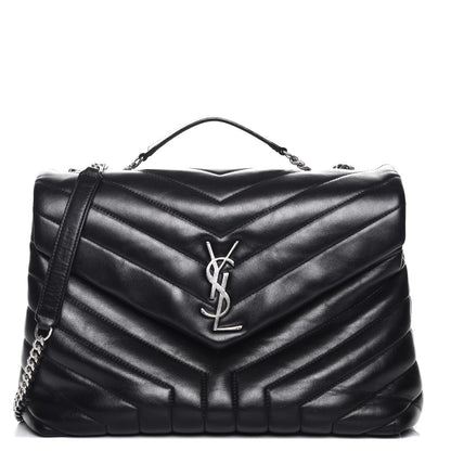 Saint Laurent Calfskin Y Quilted Monogram Medium Loulou Chain Satchel Black 1 of 9