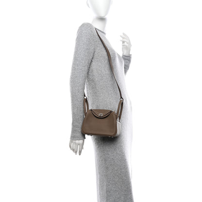 Hermes Taurillon Clemence Mini Lindy 20 Etoupe 2 of 11