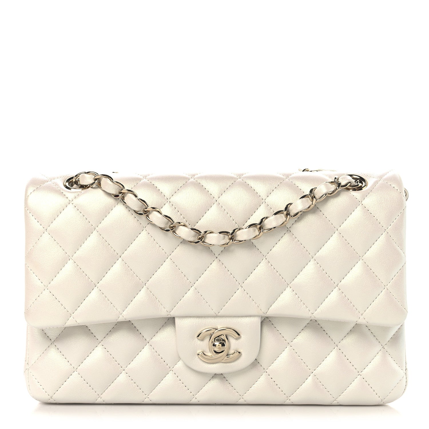 Chanel Iridescent Calfskin Quilted Medium Double Flap White 1 of 11