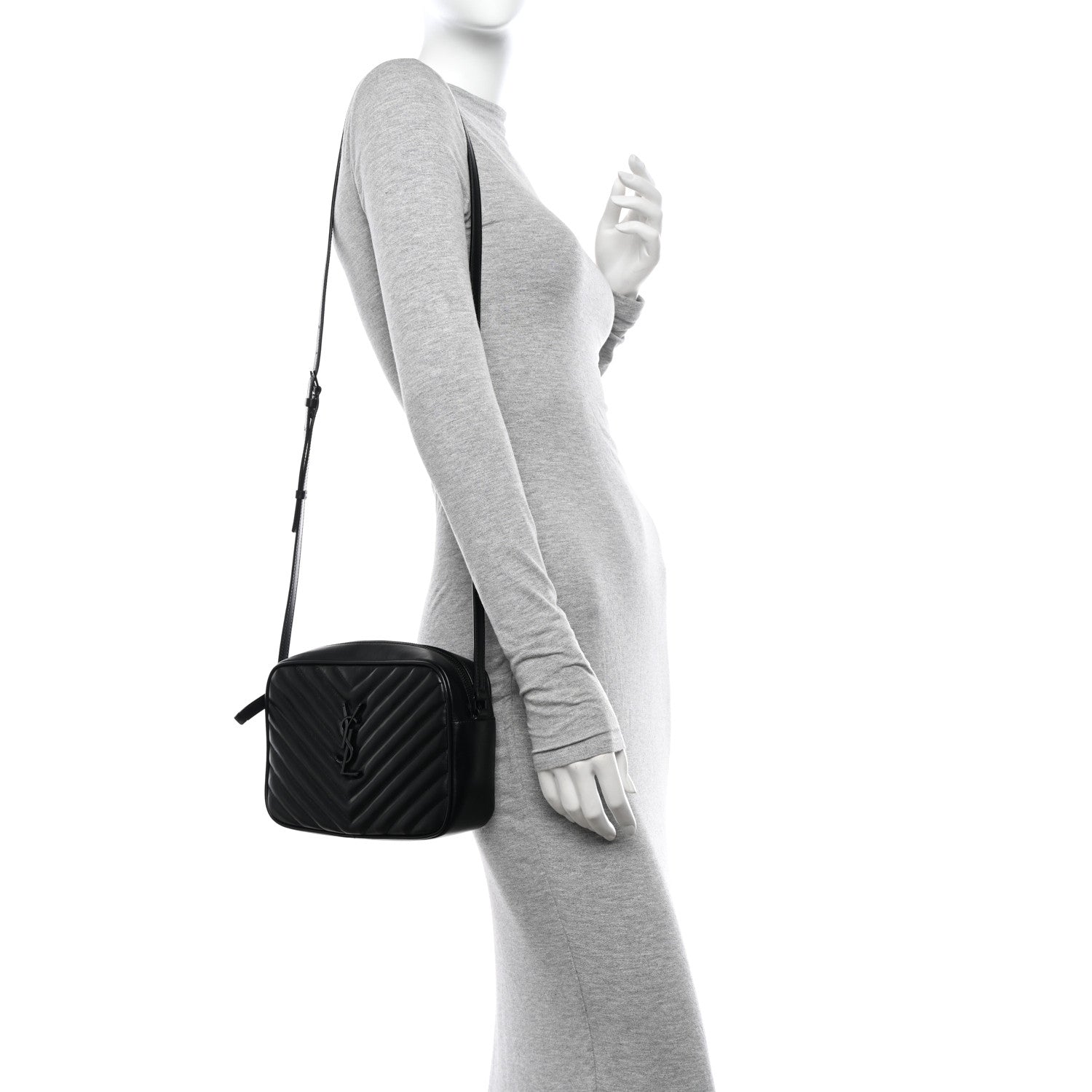 Saint Laurent Calfskin Matelasse Monogram Monochrome Lou Camera Bag Black 2 of 10
