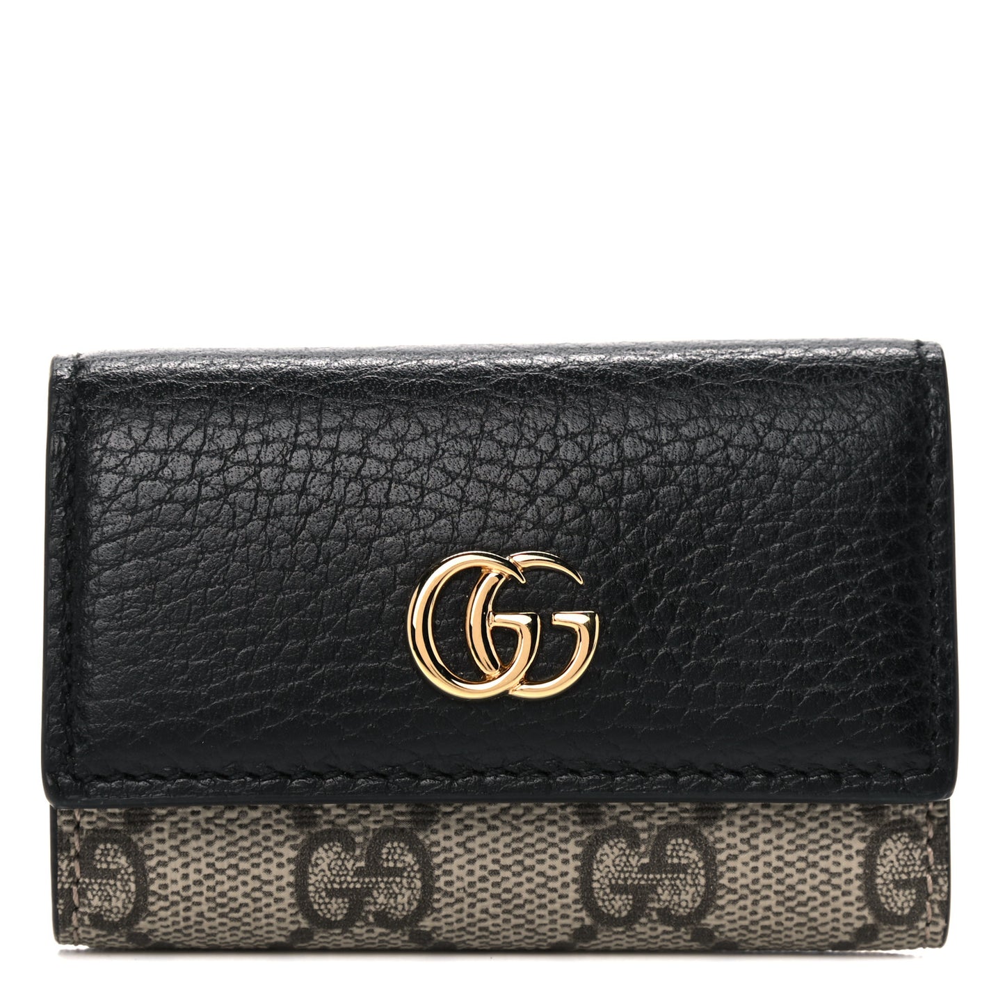 Dollar Calfskin GG Supreme Monogram GG Marmont 6 Key Holder Case Black Beige Ebony
