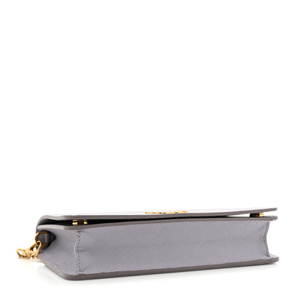Prada Saffiano Metal Chain Wallet Glicine 4 of 11