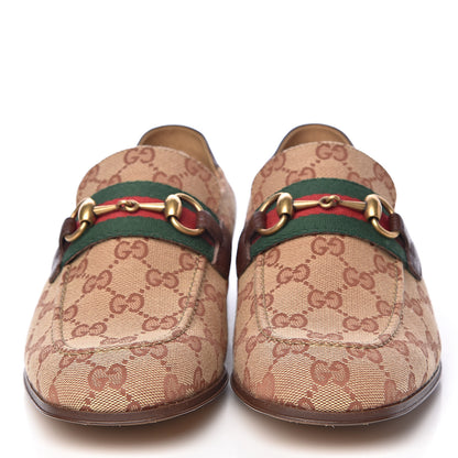 Gucci GG Monogram Goatskin Web Mens Horsebit Loafers 7 Beige Ruggine Light Brown 2 of 10