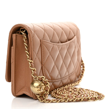 Chanel Lambskin Quilted CC Pearl Crush Wallet on Chain WOC Beige 4 of 13
