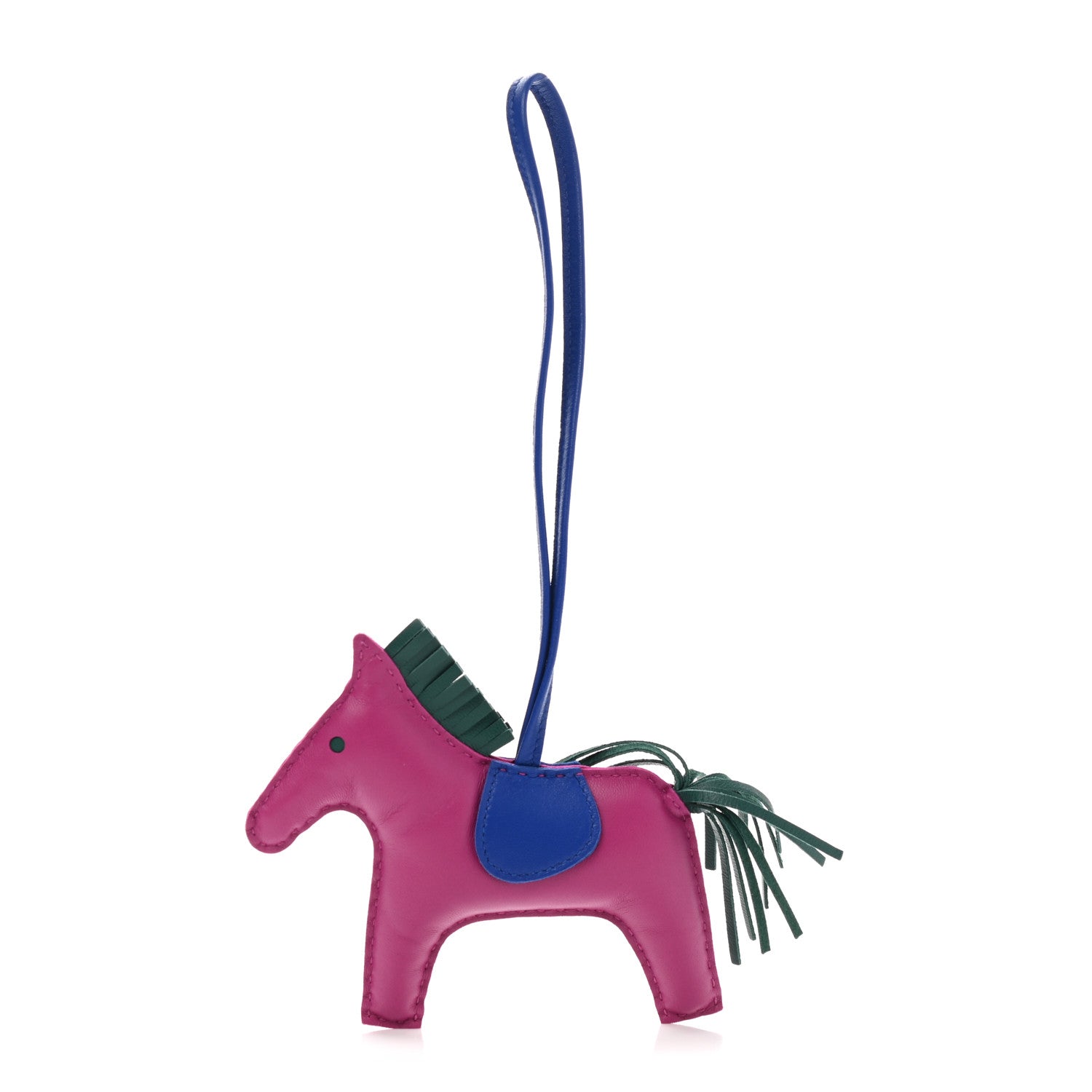 Hermes Milo Lambskin Grigri Rodeo Horse Bag Charm MM Rose Pourpre Malachite Bleu Electrique 1 of 4
