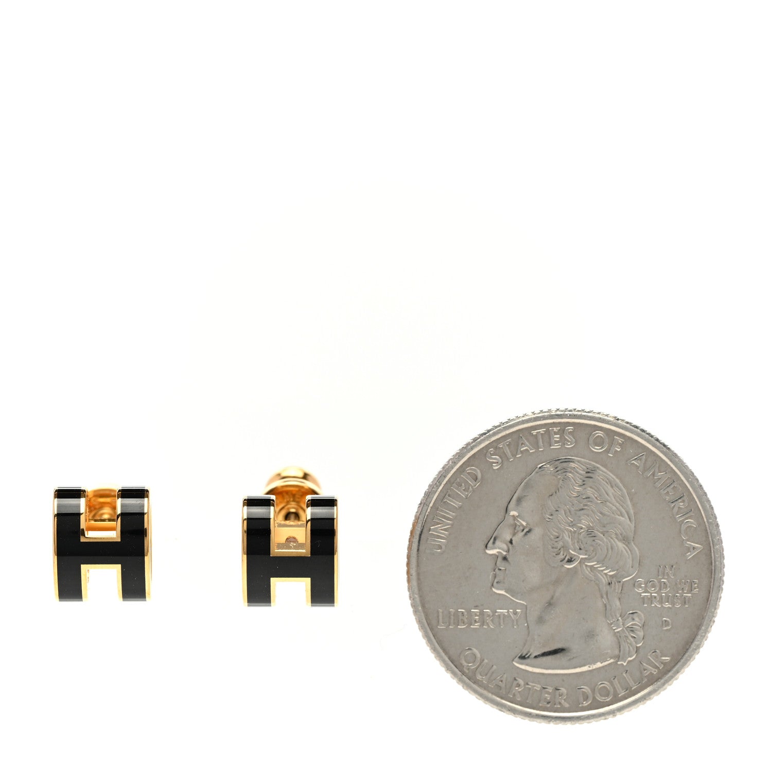 Hermes Gold Lacquered Mini Pop H Earrings Black 2 of 6