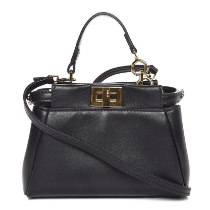 Fendi Nappa Micro Peekaboo Iconic Satchel Black 1 of 7