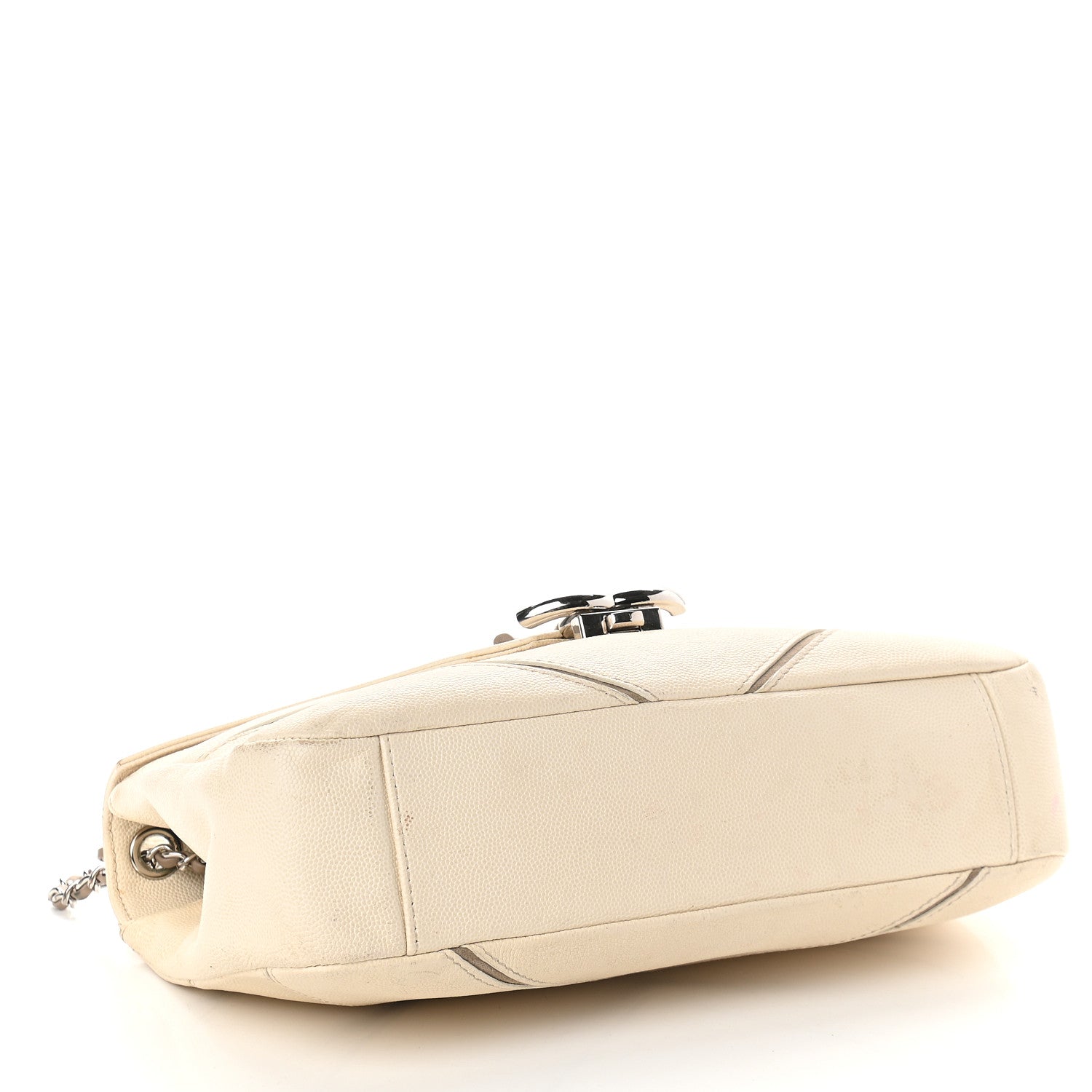 Chanel Caviar Macro Chevron Single Flap White 4 of 13