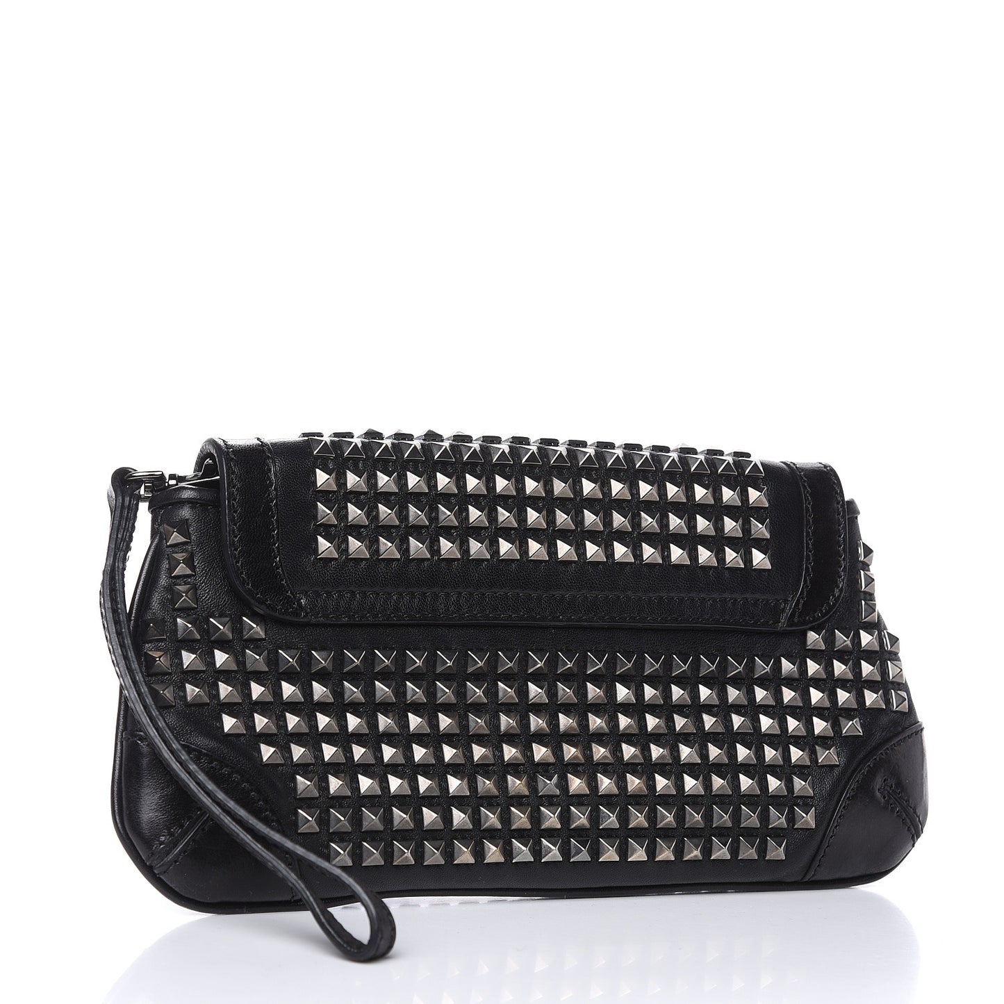 Prorsum Lambskin Studded Wristlet Clutch Black