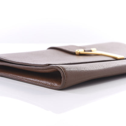 Saint Laurent Textured Calfskin Y Ligne Clutch Brown 8 of 9
