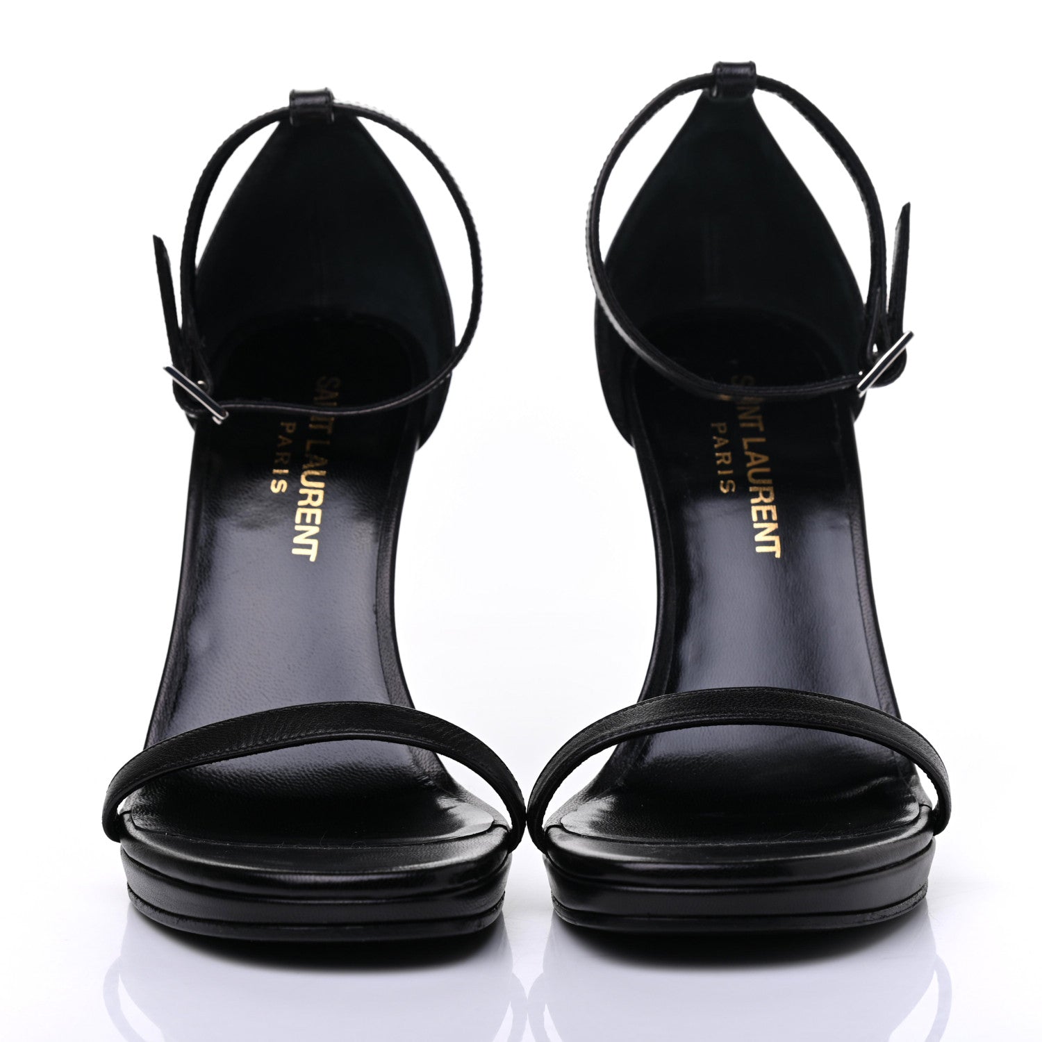 Saint Laurent Calfskin Jane 105 Wedge Sandals 35 Black 2 of 10