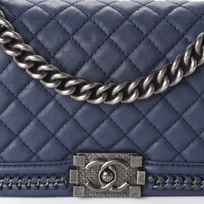 Chanel Calfskin Quilted Medium Top Handle Boy Flap Navy 10 of 10