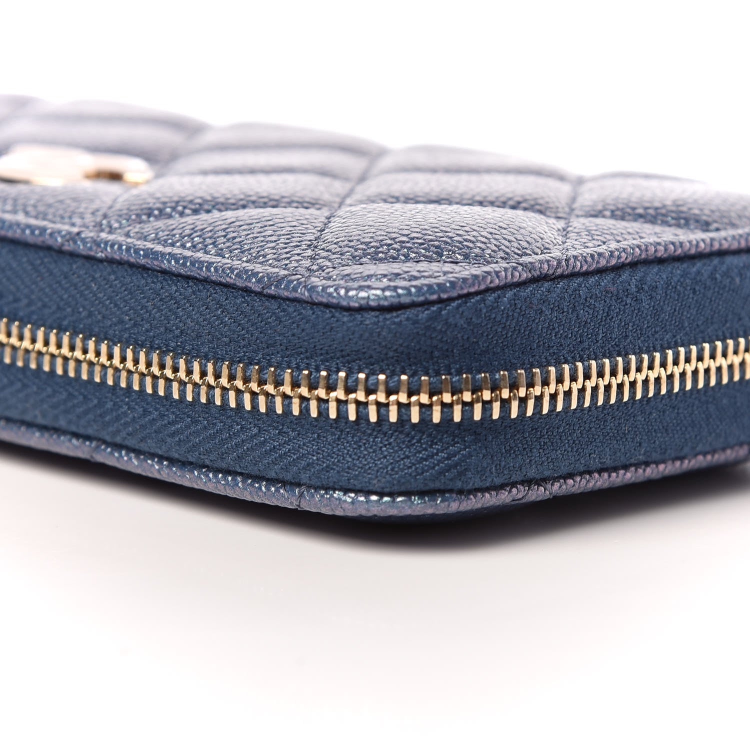 Chanel Iridescent Caviar Quilted Medium Zip Around Wallet Dark Blue 10 of 11