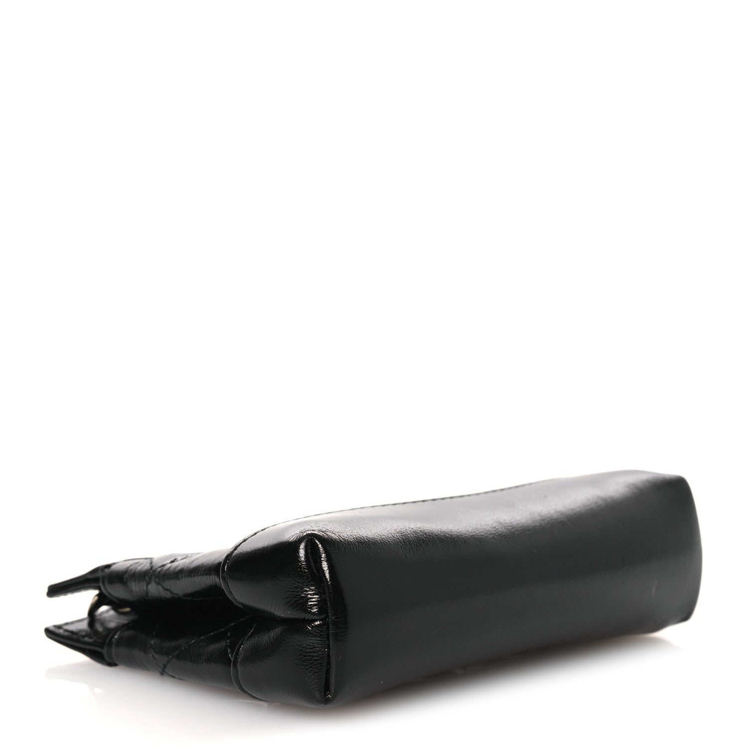 Chanel Shiny Lambskin Quilted Micro 31 Clutch With Chain Black