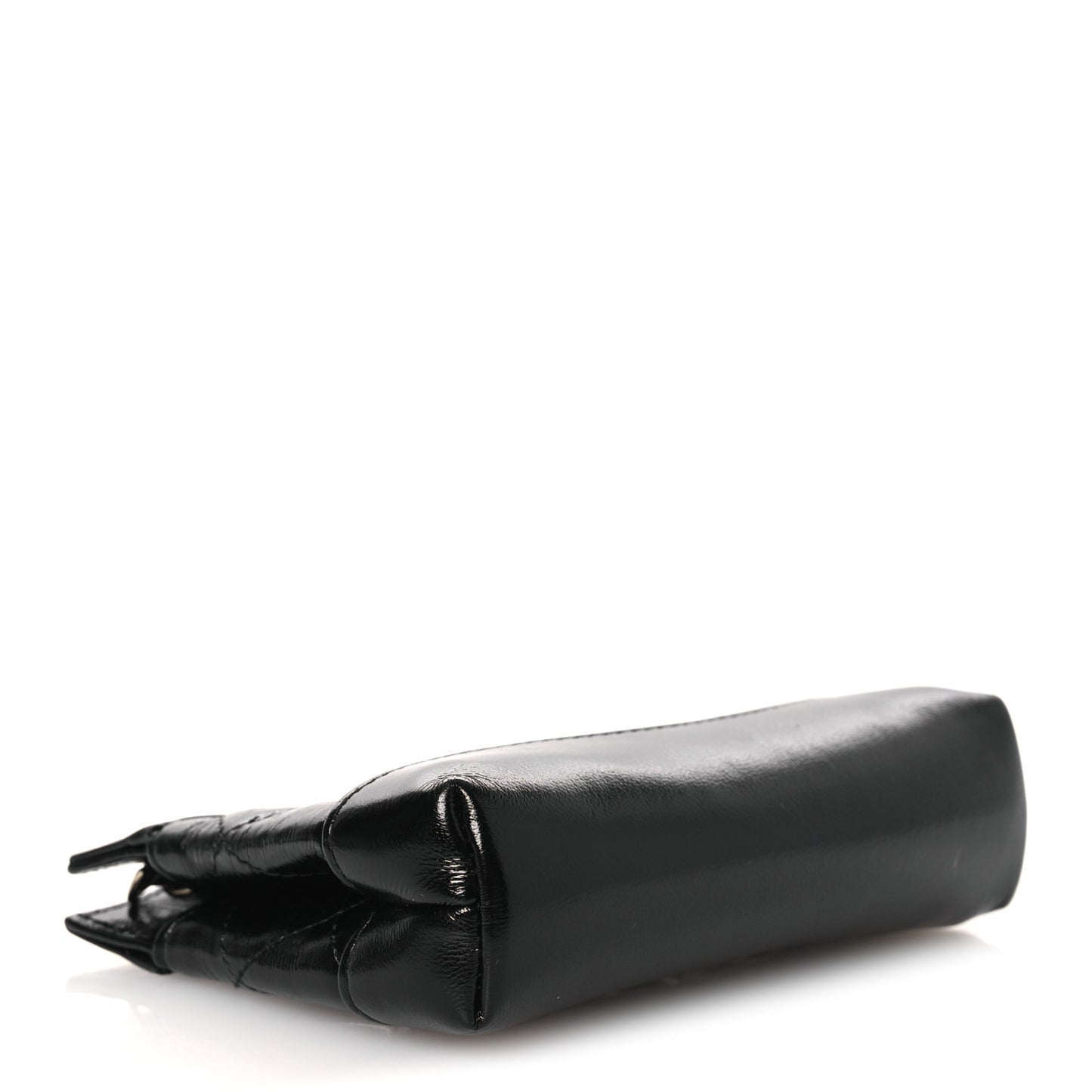Shiny Lambskin Quilted Micro 31 Clutch With Chain Black