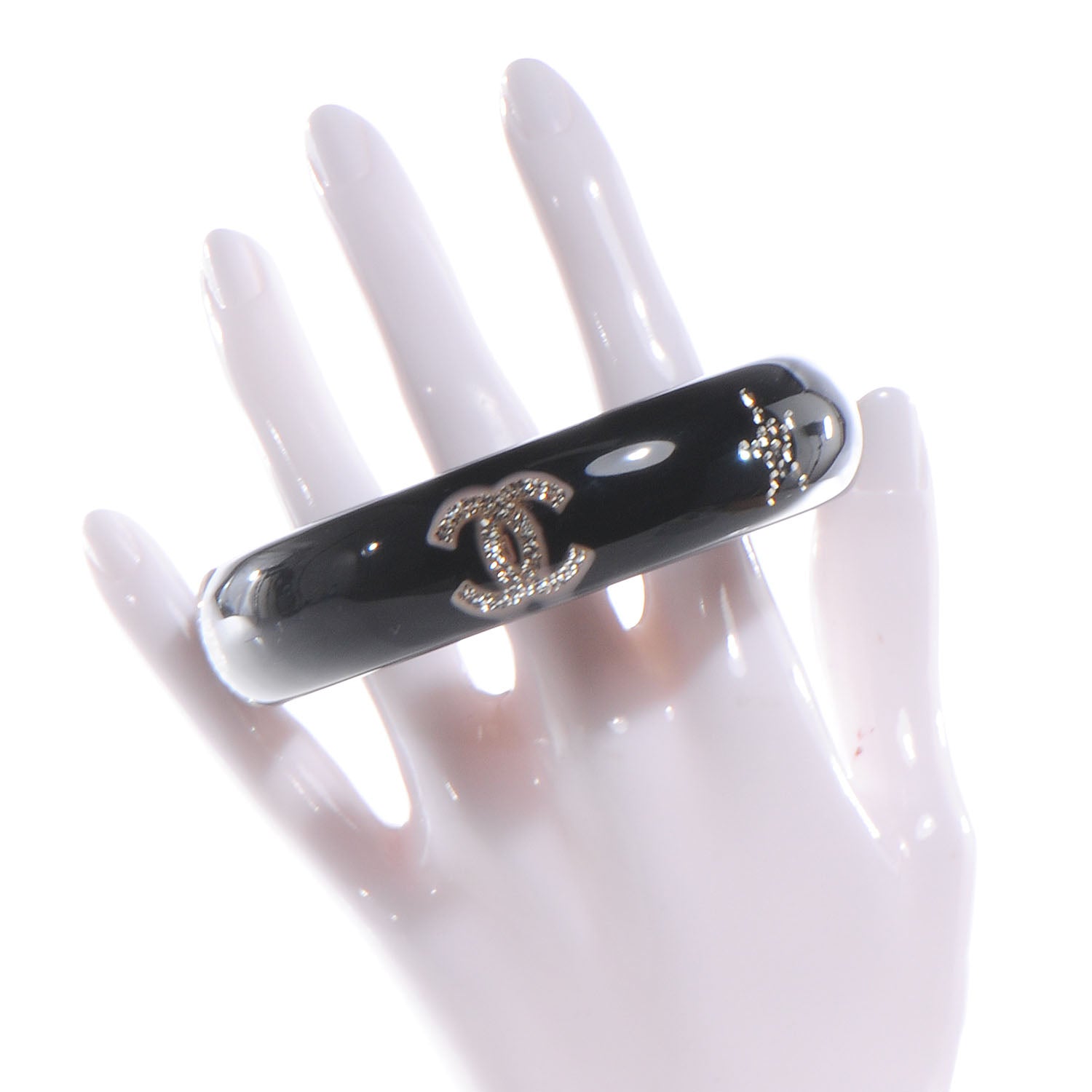 Chanel Resin Crystal CC Bangle Black 2 of 7