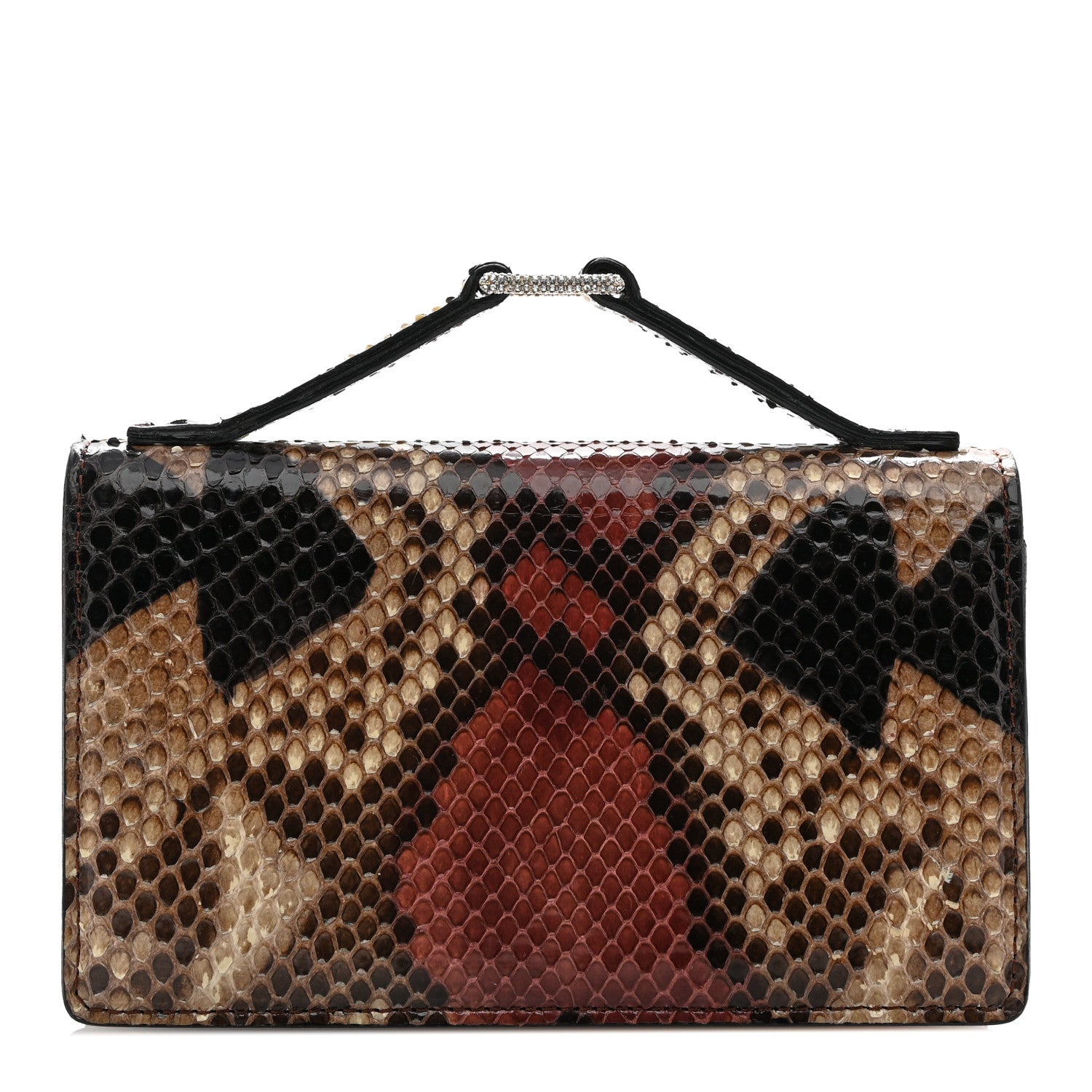 Valentino Garavani Snakeskin Crystal Clutch Brown Multicolor 1 of 10