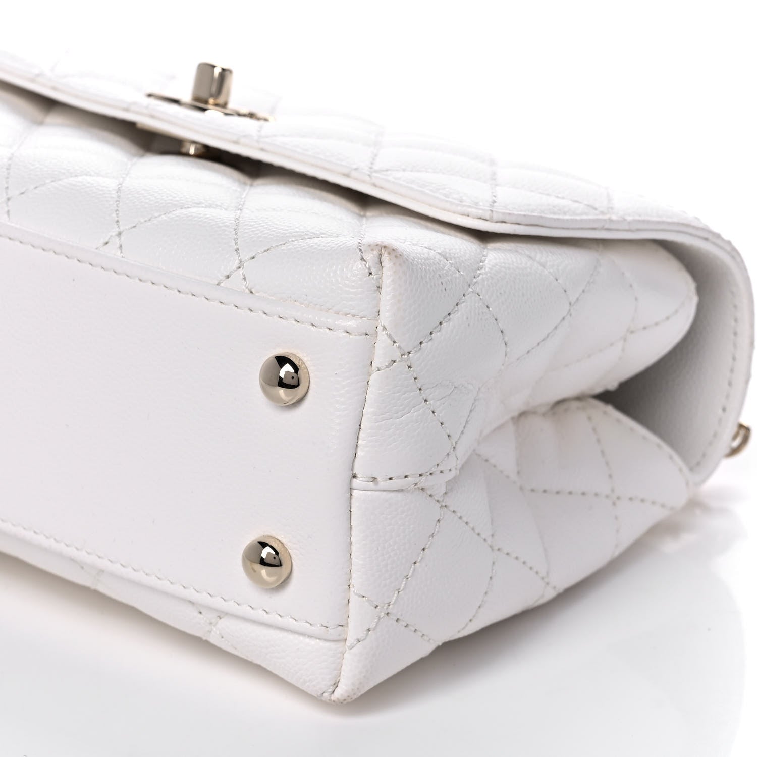 Chanel Caviar Quilted Mini Coco Handle Flap White 11 of 14