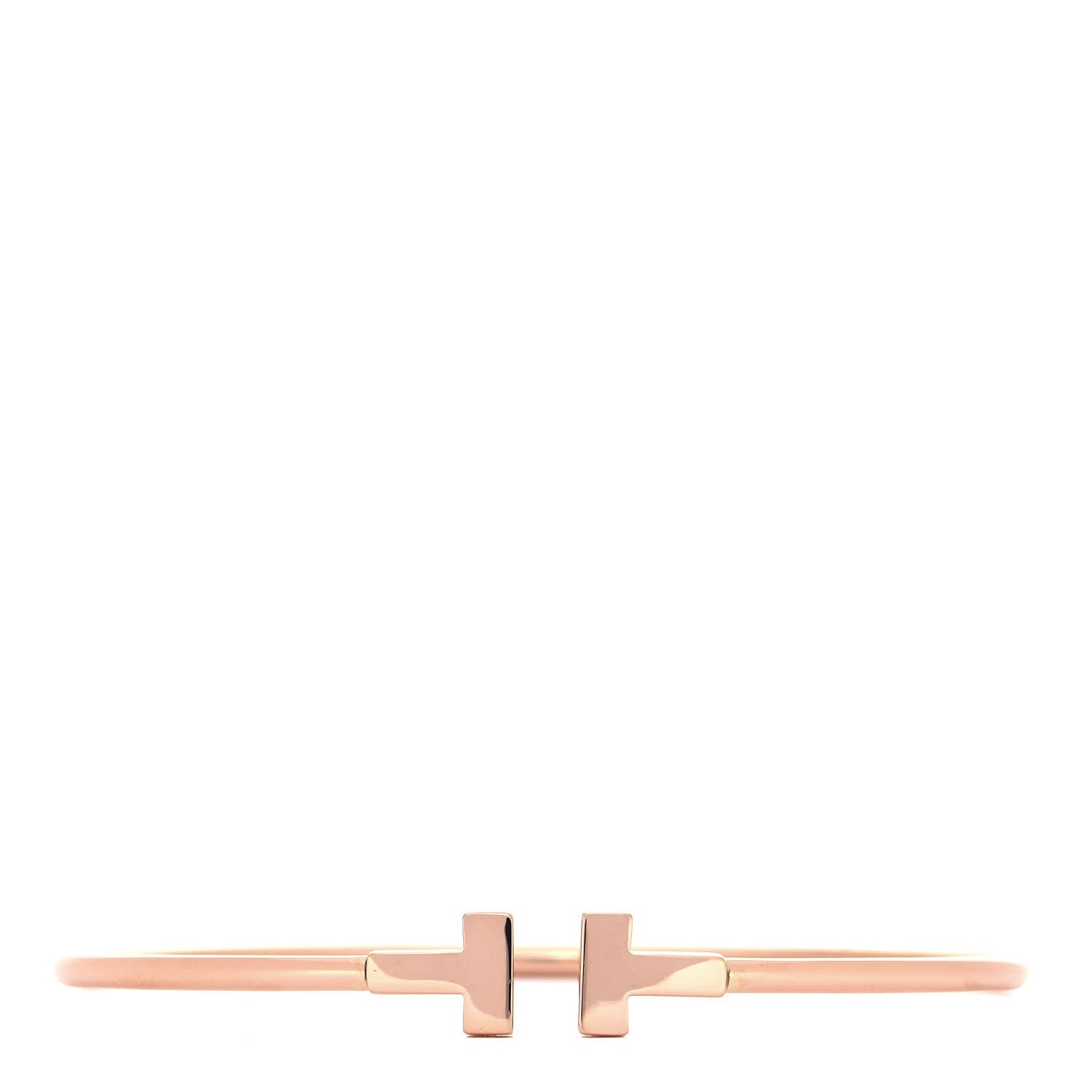 Tiffany 18K Rose Gold Narrow T Wire Bracelet 1 of 5