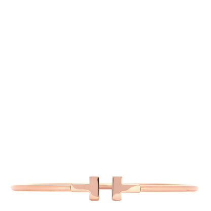 Tiffany 18K Rose Gold Narrow T Wire Bracelet 1 of 5