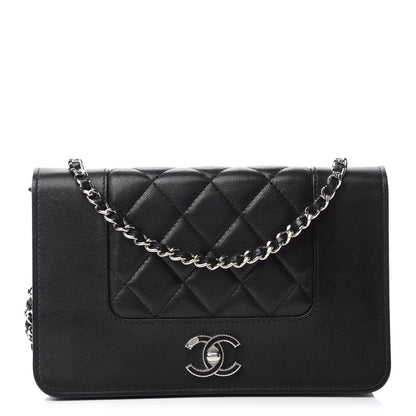 Chanel Sheepskin Quilted Mademoiselle Vintage Wallet On Chain WOC Black 1 of 14