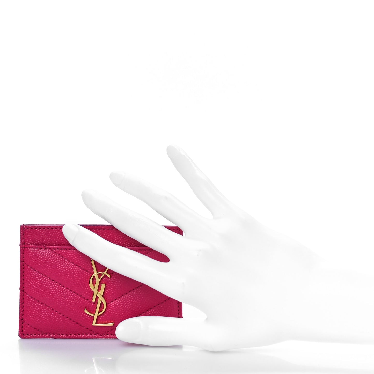 Grain De Poudre Matelasse Chevron Monogram Credit Card Case Fresh Fuxia