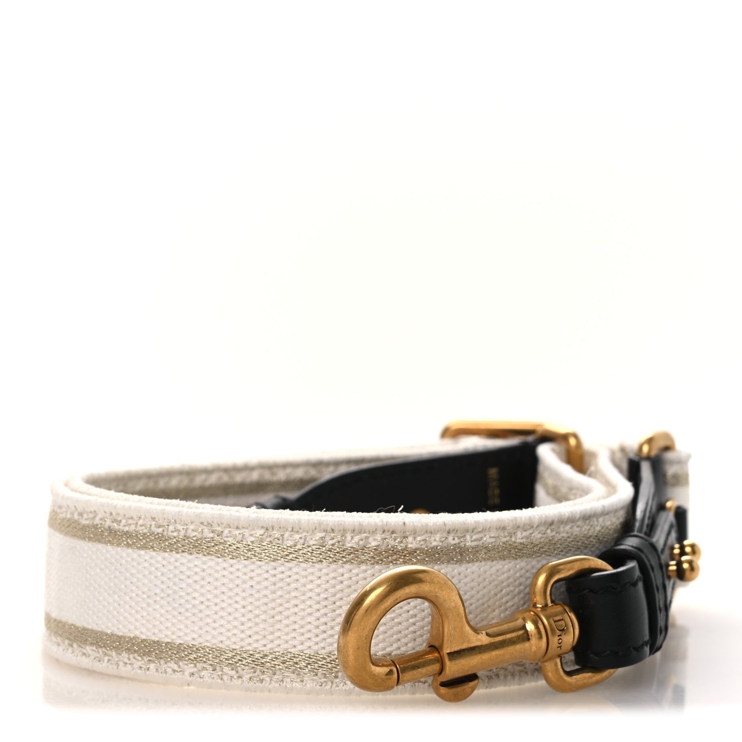 Canvas Embroidered Shoulder Strap White Gold