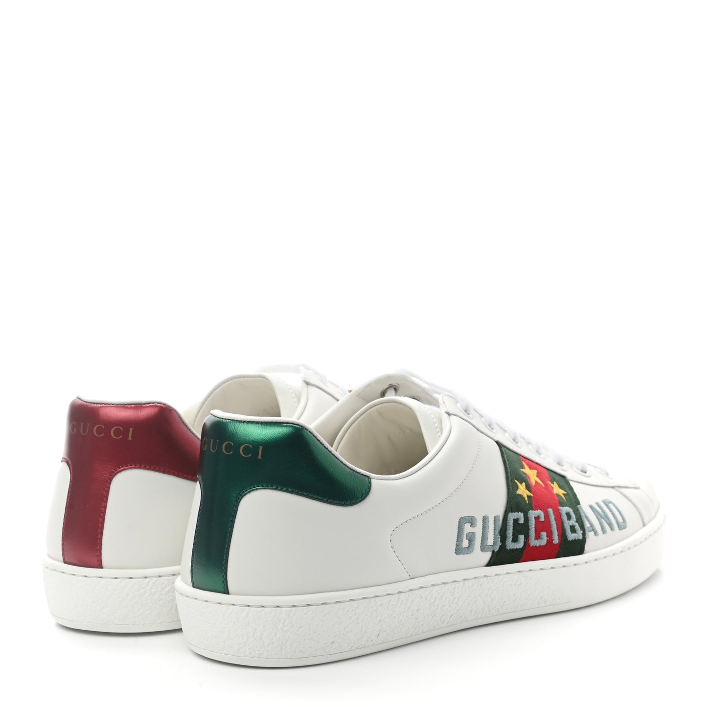 Calfskin Web Mens Gucci Band Ace Sneakers 9 White