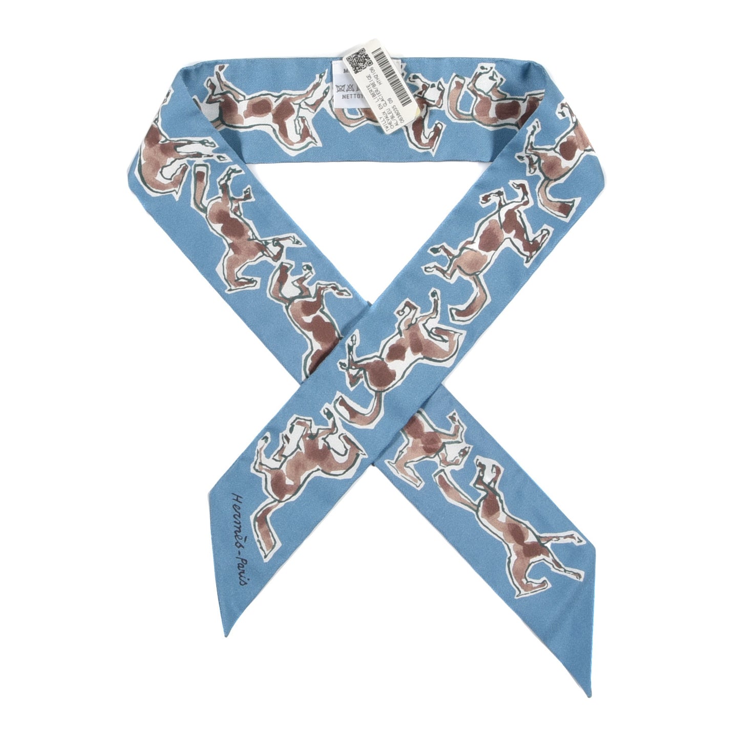Silk Chevaux En Liberte Twilly Bleu Glacier Beige