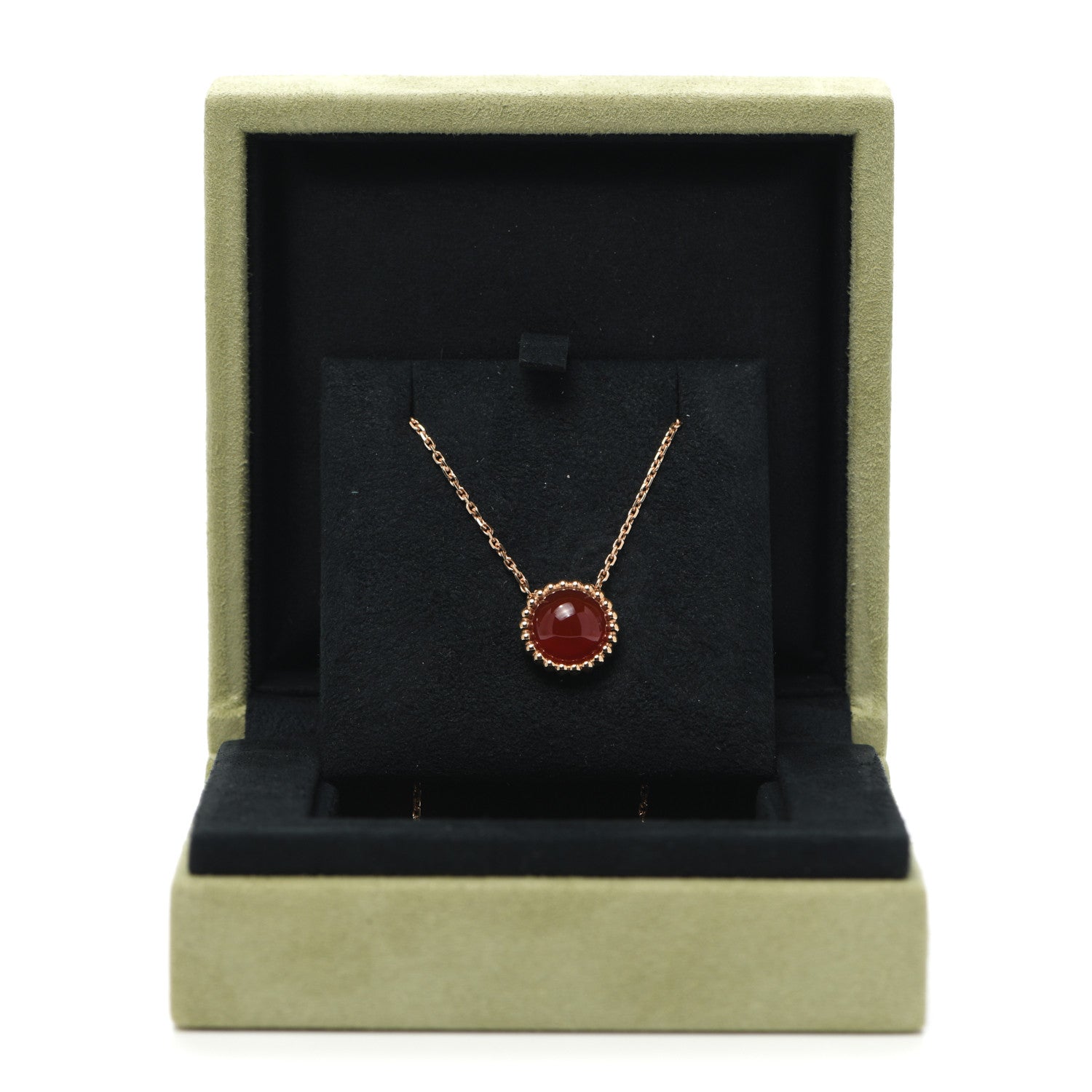 Van Cleef & Arpels 18K Rose Gold Carnelian Perlee Couleurs Pendant Necklace 7 of 7