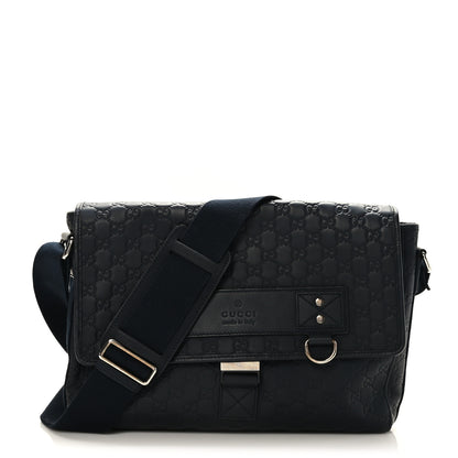 Gucci Guccissima Medium Messenger Bag Navy Blue 1 of 9