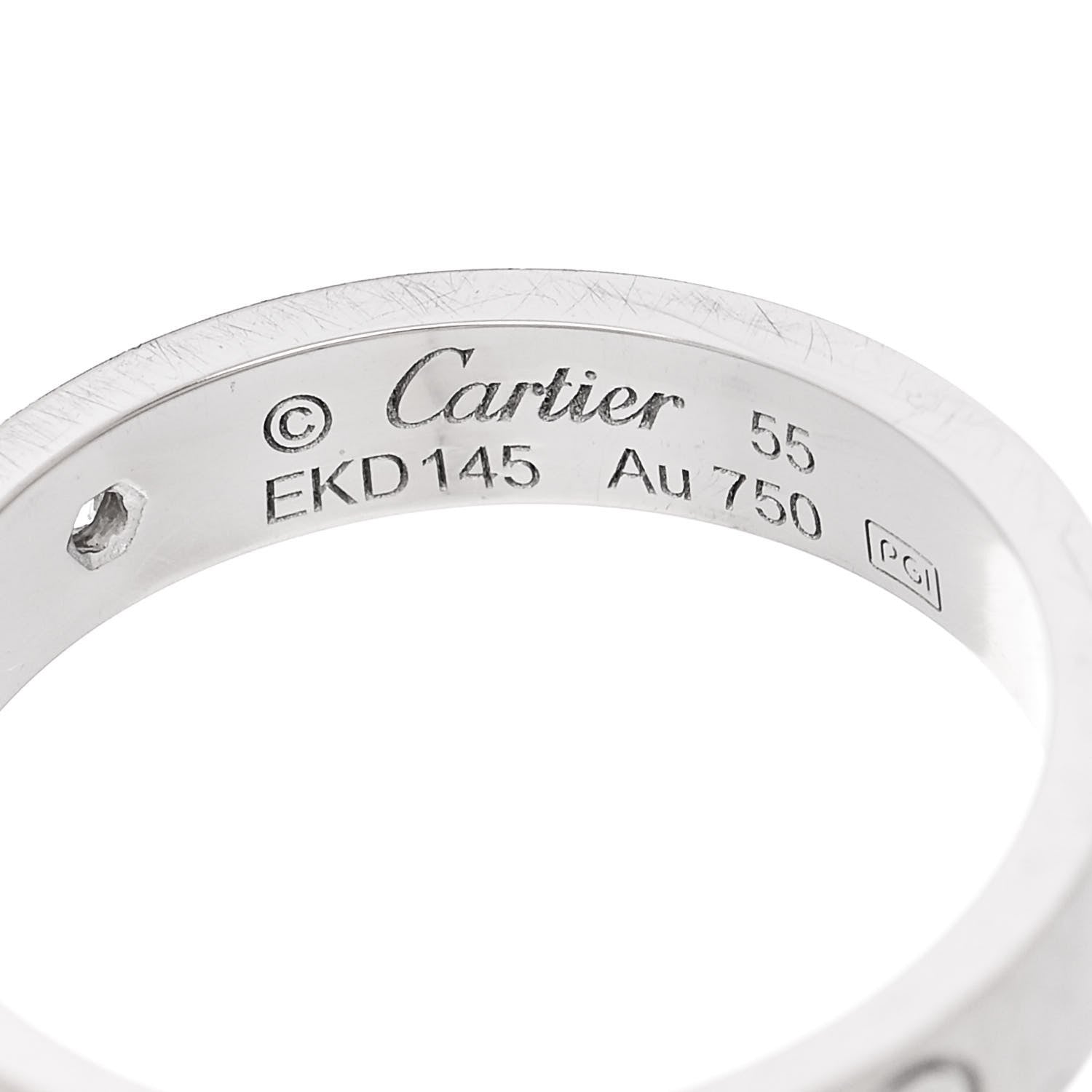 Cartier 18K White Gold Diamond 4mm LOVE Wedding Band Ring 55 7.25 4 of 5