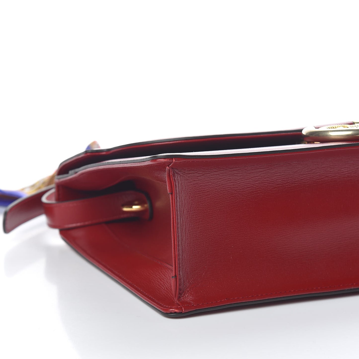 Textured Calfskin Silk Scarf Medium Torchon GG Ring Shoulder Bag Red