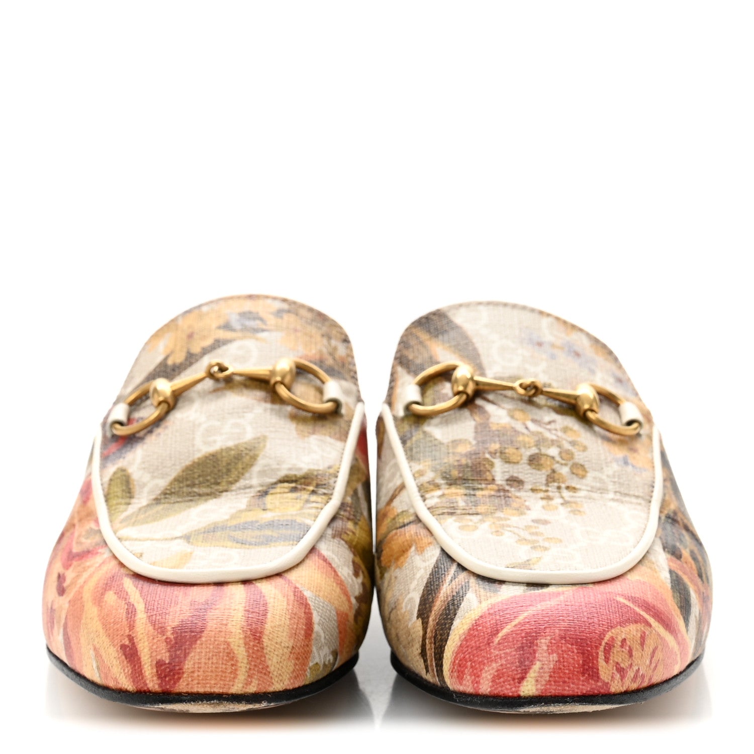 Gucci GG Supreme Monogram Malaga Kid Water Flora Womens Princetown Slippers 36.5 Beige White Multicolor Mystic White 3 of 13