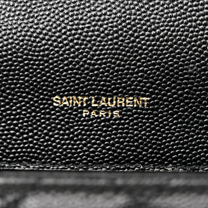 Saint Laurent Grain De Poudre Textured Mixed Matelasse Triquilt Medium Monogram Satchel Black 7 of 19