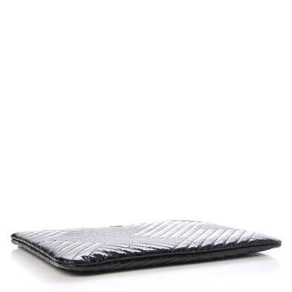 Chanel Distressed Patent Medium CC Crossing Cosmetic Case Black 4 of 8