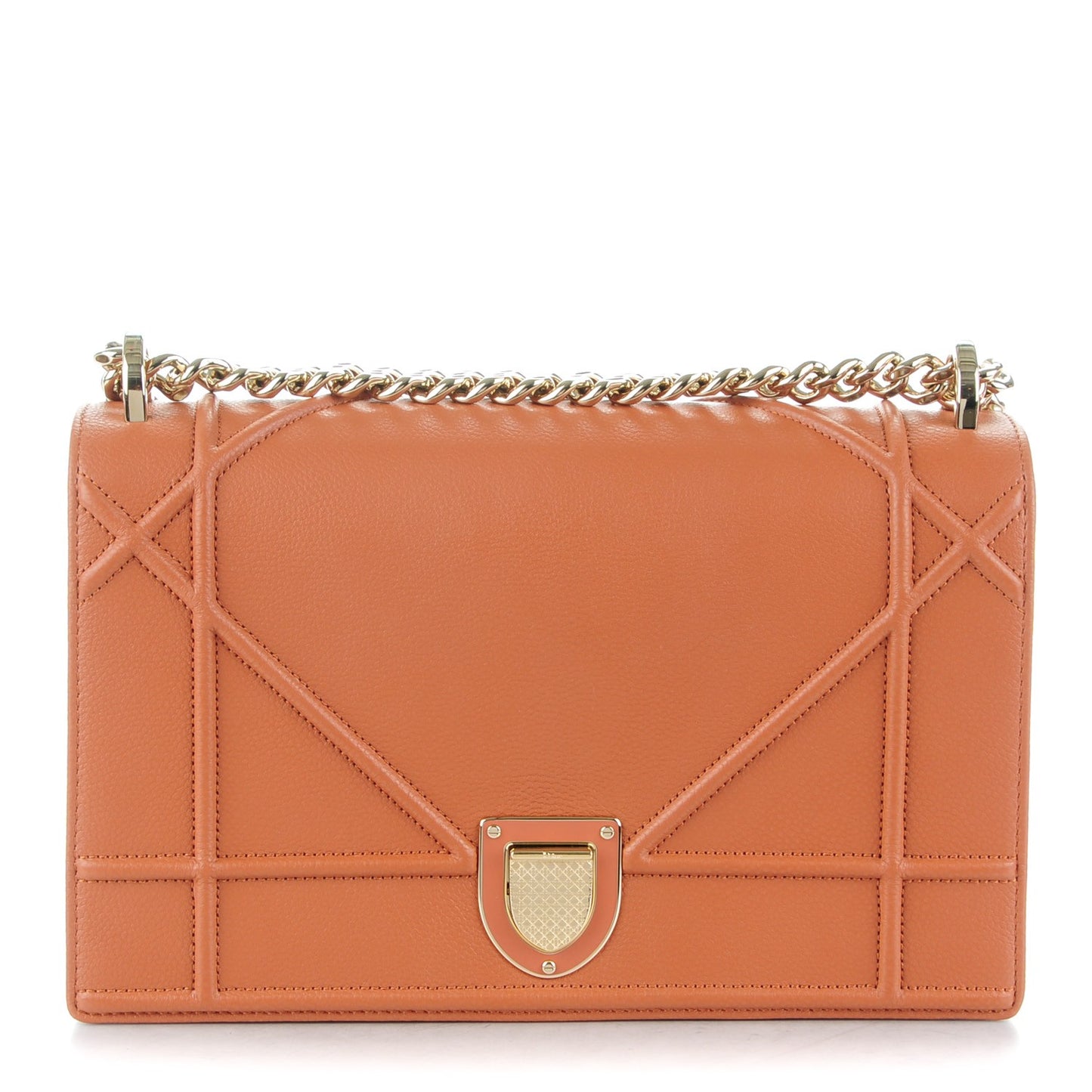 Grained Calfskin Medium Diorama Flap Bag Brown