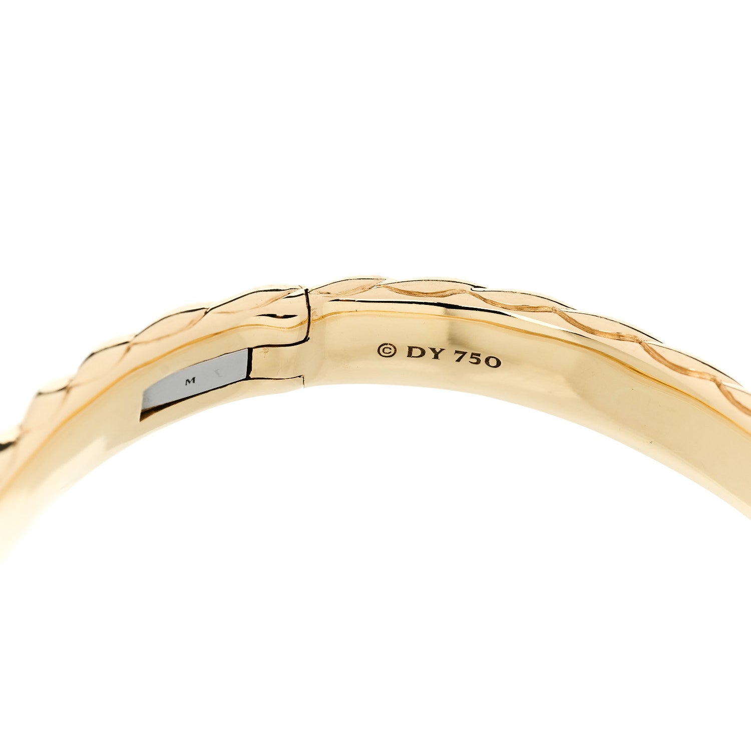 David Yurman 18K Yellow Gold Diamond 6.2mm Sculpted Cable Buckle Bracelet 4 of 4