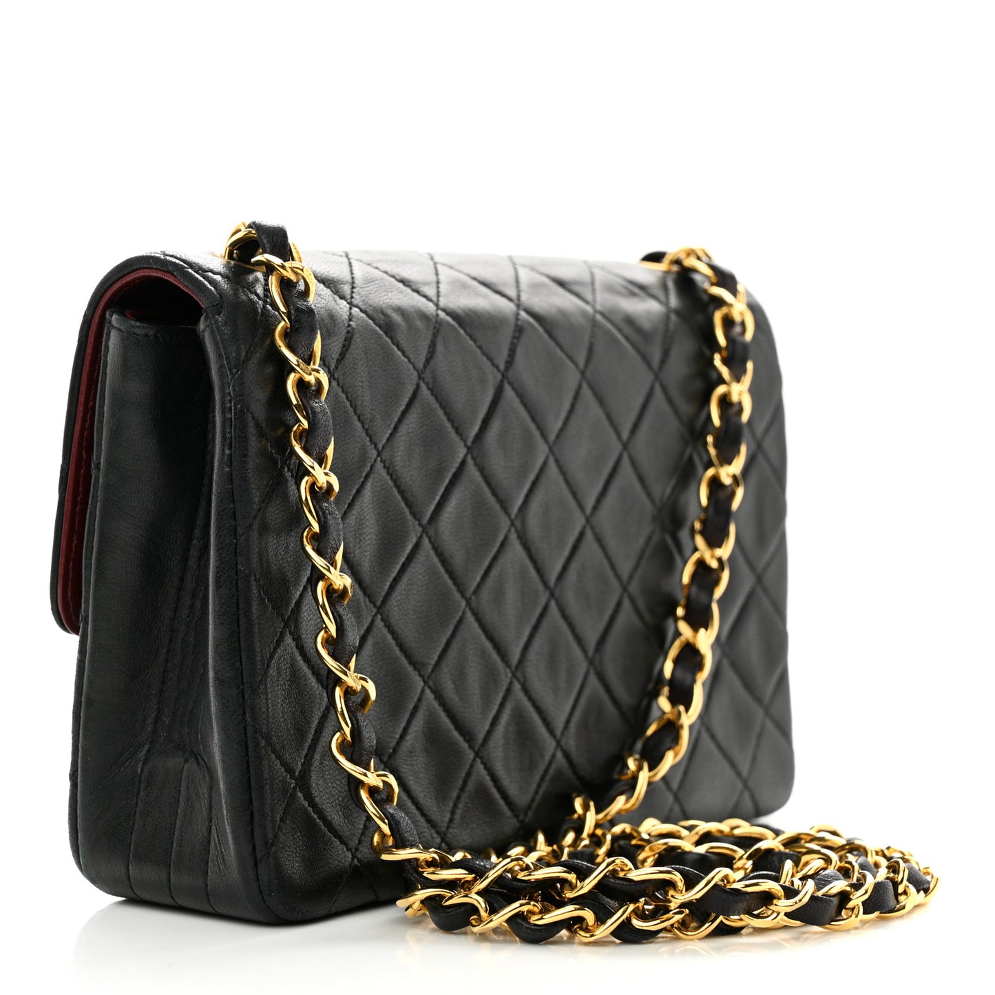 Lambskin Quilted Small Single Flap Bag Black